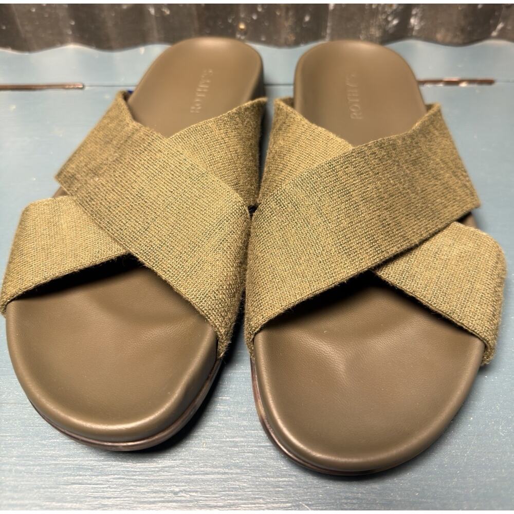 Rothy’s The Weekend Slide Sandals Green Womens Size 9.5 Comfort Slip On Shoes
